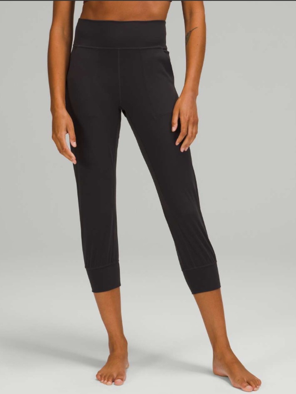 Two Lululemon Align lululemon Cropped Joggers 23” Size 6 Black and Titanium